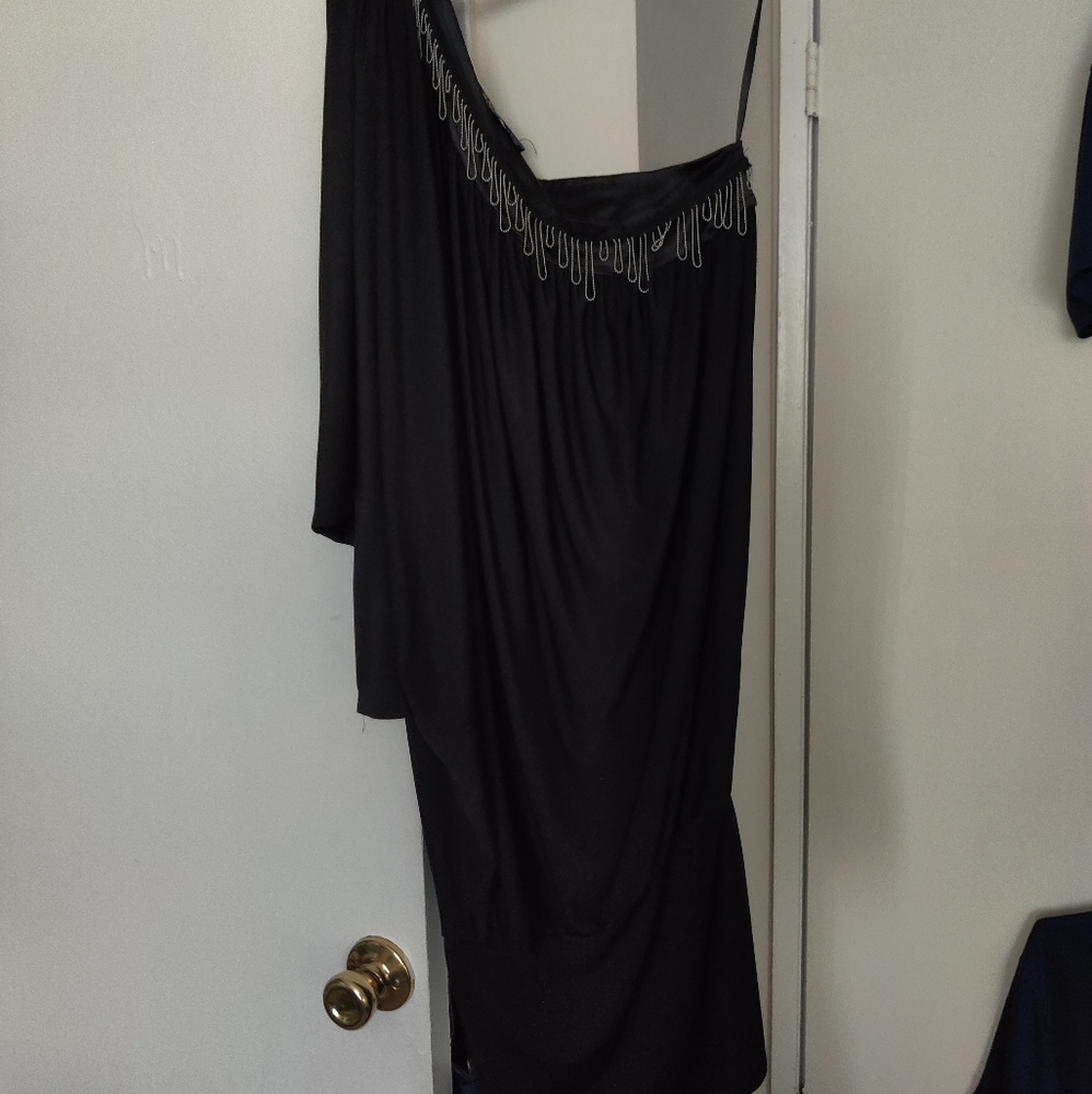 Assymetryc black mini dress